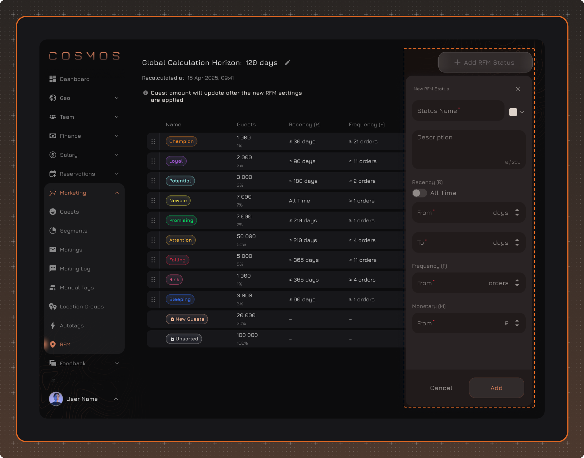 Create RFM Status